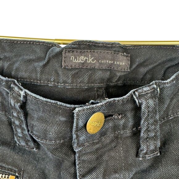 WORK Custom Shop Women’s Gold Zippers Skinny Moto Dark Wash Jeans size 28 0082 - Picture 5 of 11
